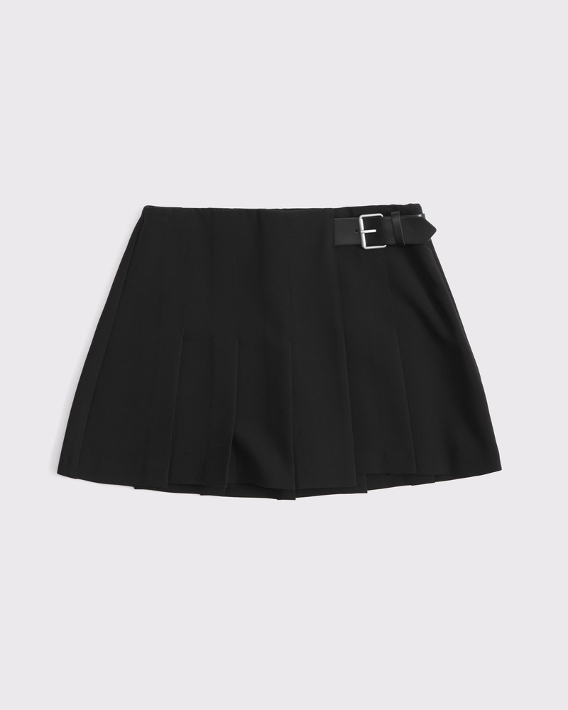 Hardware Pleated Wrap Mini Skort