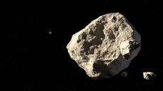 3D illustration of an asteroid in space.