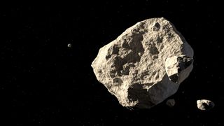 3D illustration of an asteroid in space