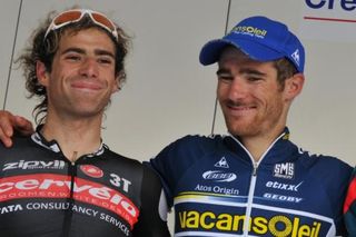Davide Appollonio (l) and Romain Feillu on the podium.