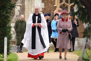 Queen Elizabeth II attends the Christmas Day service at St Mary Magdalene Church on December 25 in Sandringham
