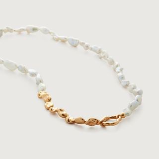 Gold Vermeil Amy Powney Keshi Pearl Necklace 46cm/18' - Pearl