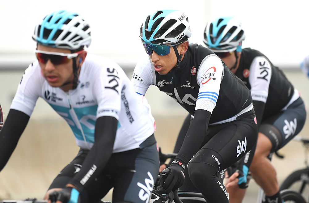 Egan Bernal (Team Sky) in the field at Volta a Catalunya stage 7