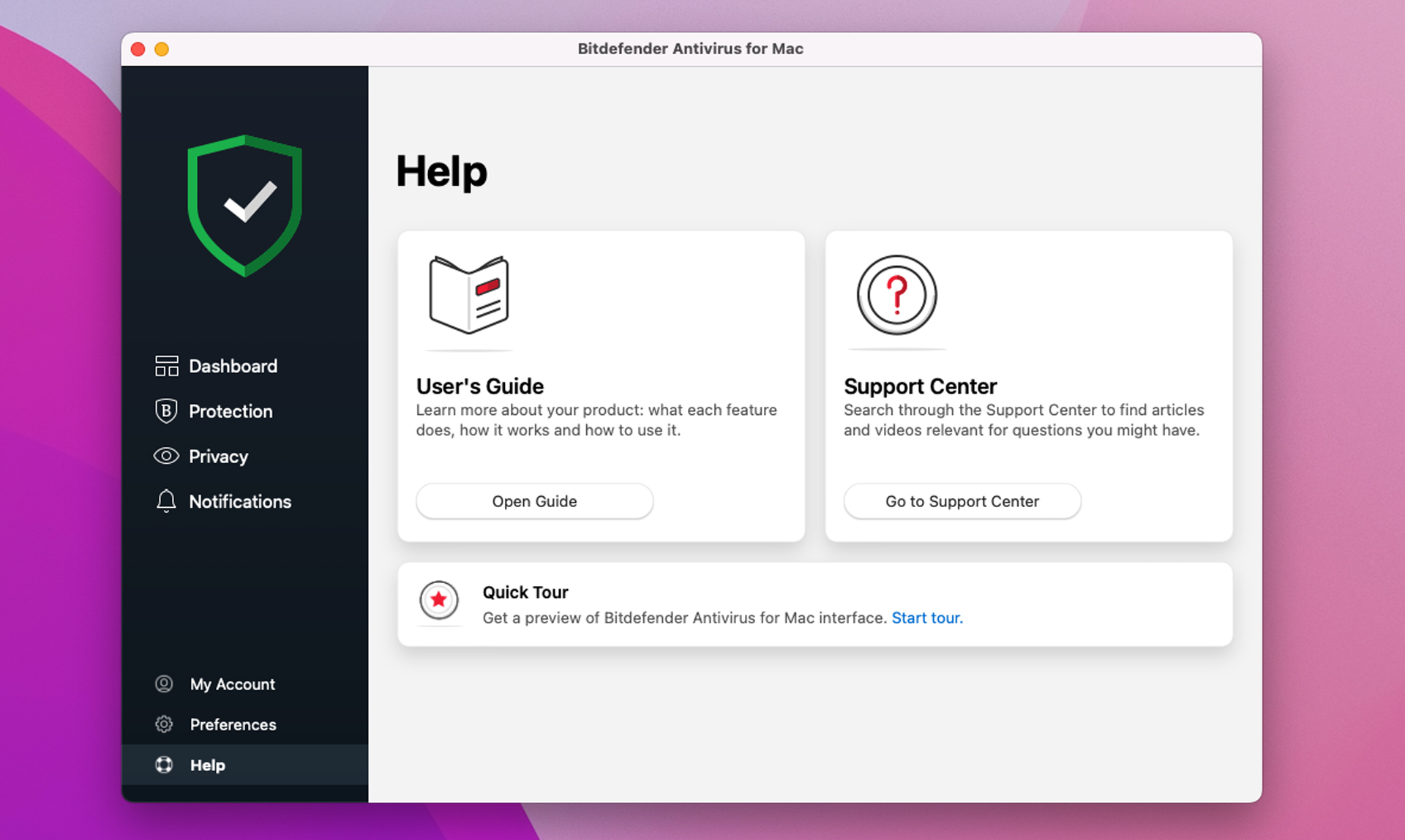 Bitdefender Premium Security for Mac app screen shot