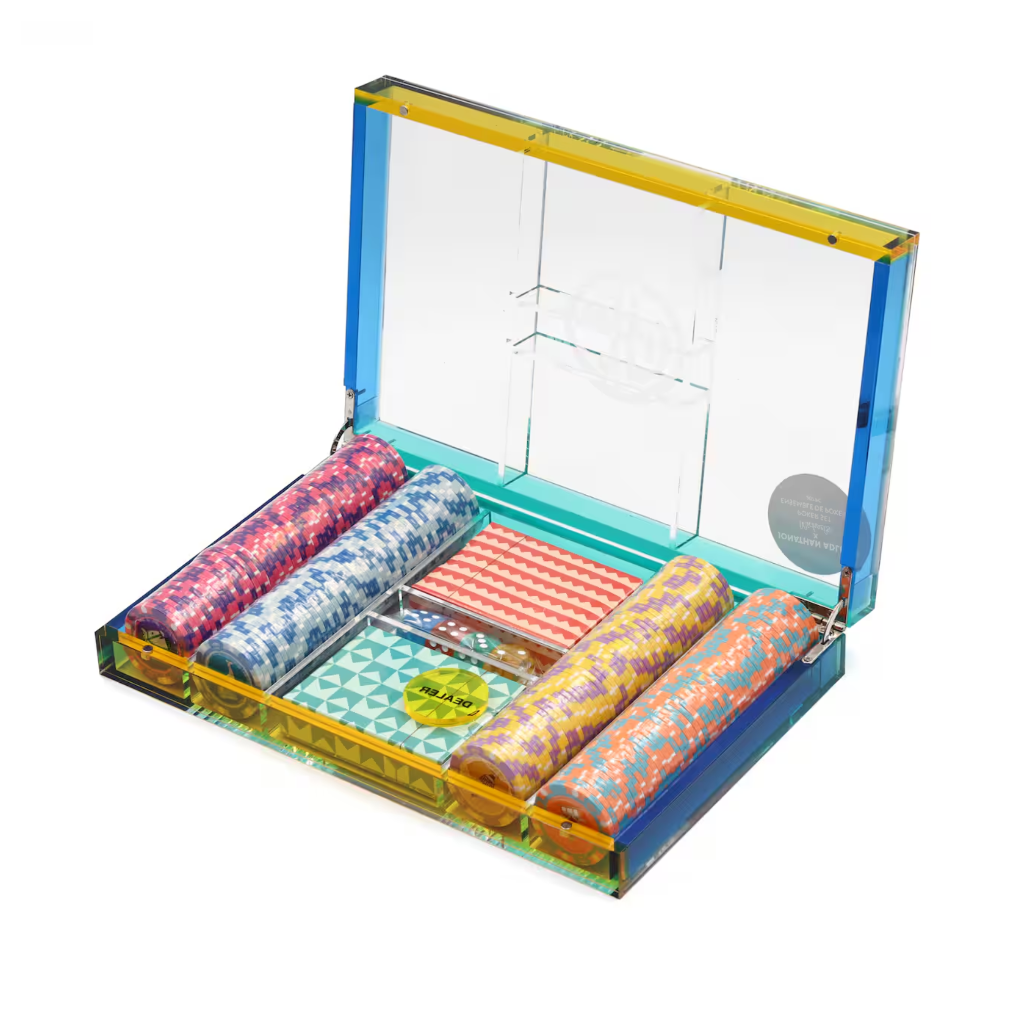 a colorful poker set