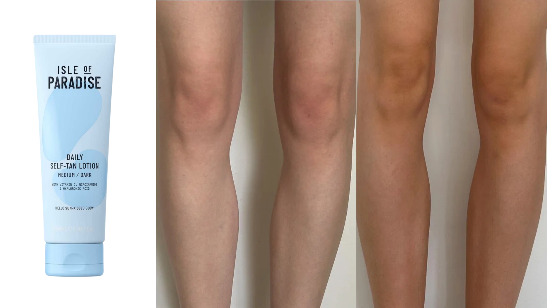 Isle of Paradise Daily Self-Tan Lotion and before and after pics of using the tan