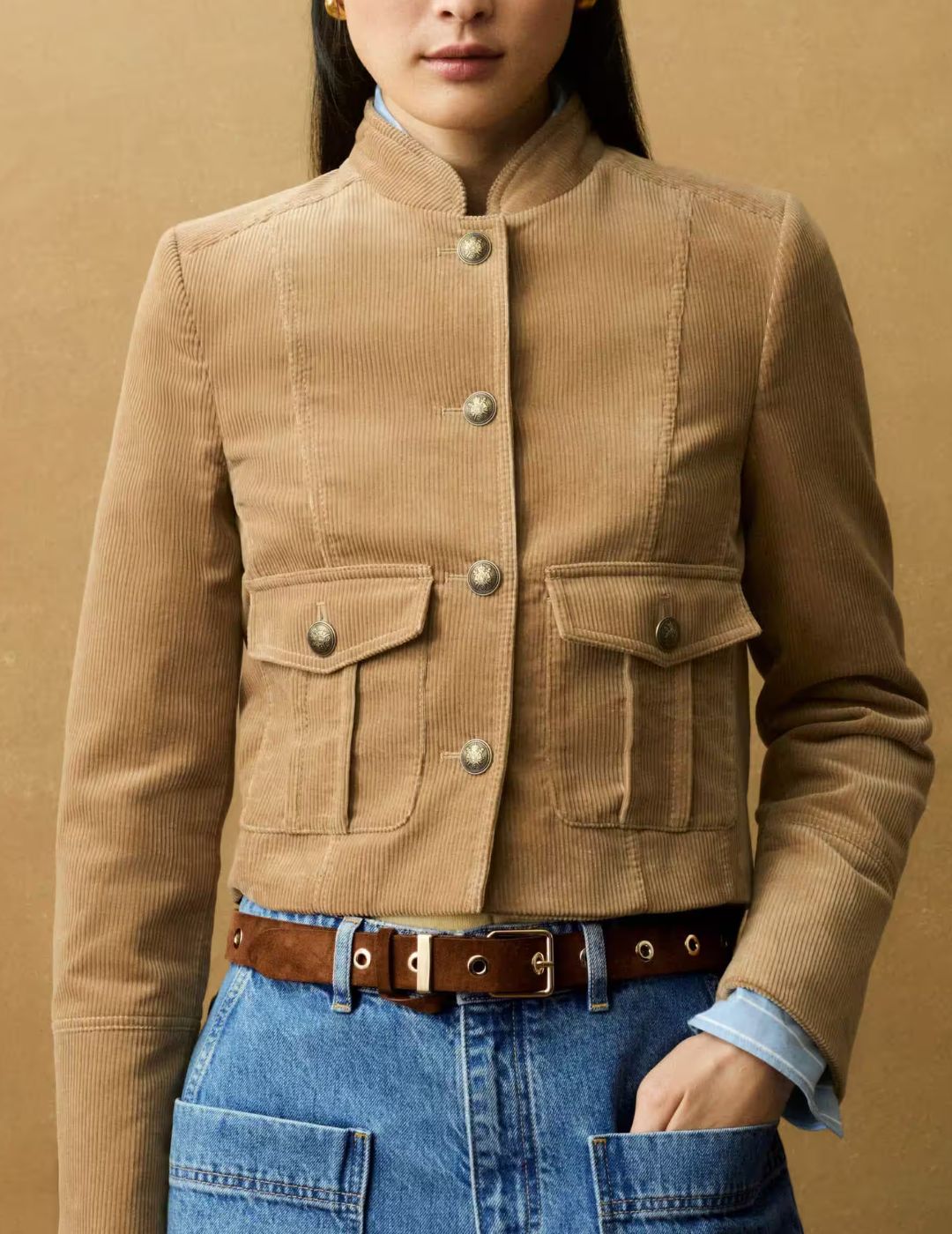 ME+EM, Cord Military Crop Jacket