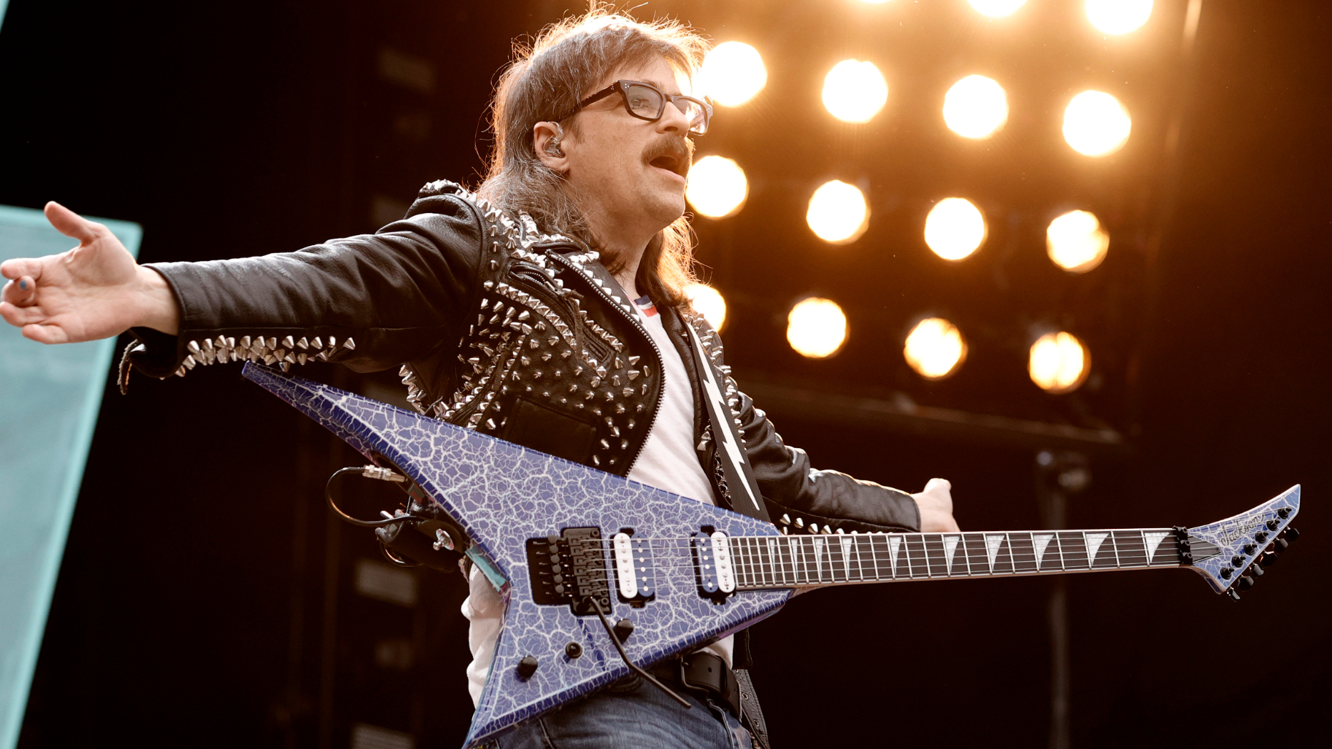 Rivers Cuomo of Weezer performs during The Hella Mega Tour at Citi Field on August 04, 2021 in New York City