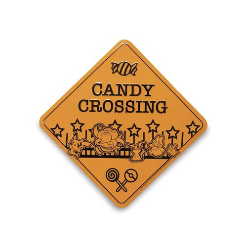 Candy Crossing Halloween Metal Sign