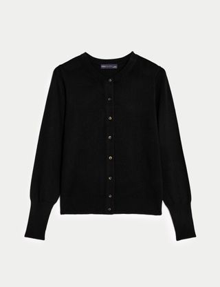 Crew Neck Button Front Cardigan