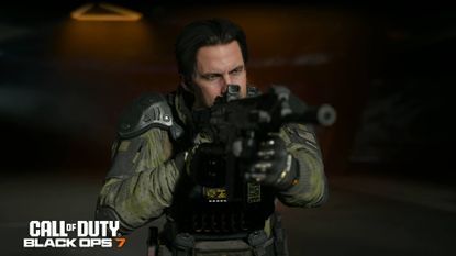 Call of Duty Black Ops 7 operator David Mason running with rifle pointed for forward
