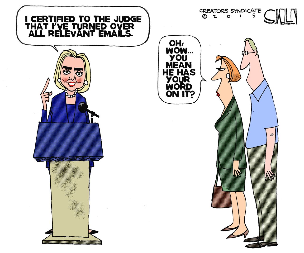 Political cartoon U.S. Hillary Clinton Emails