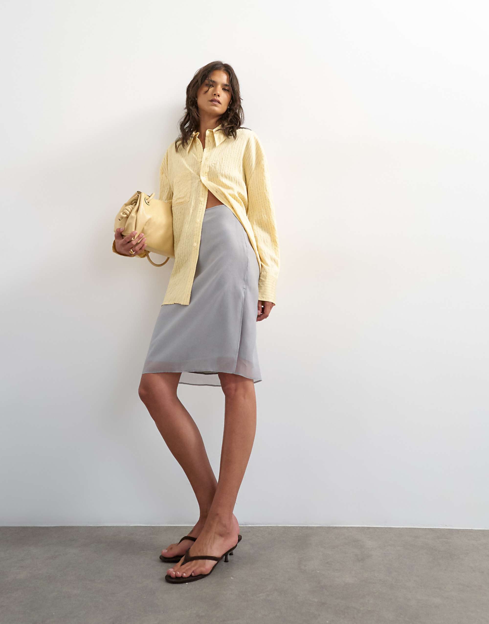 Topshop Organza 90s Length Skirt in Gray