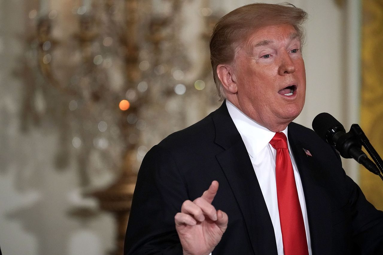 President Trump speaks in the East Room