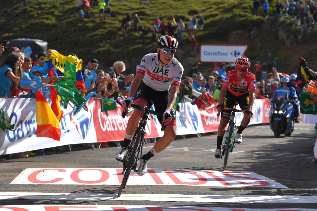 Tadej Pogacar (UAE Team Emirates) wins stage 13 ahead of Primoz Roglic (Jumbo-Visma)