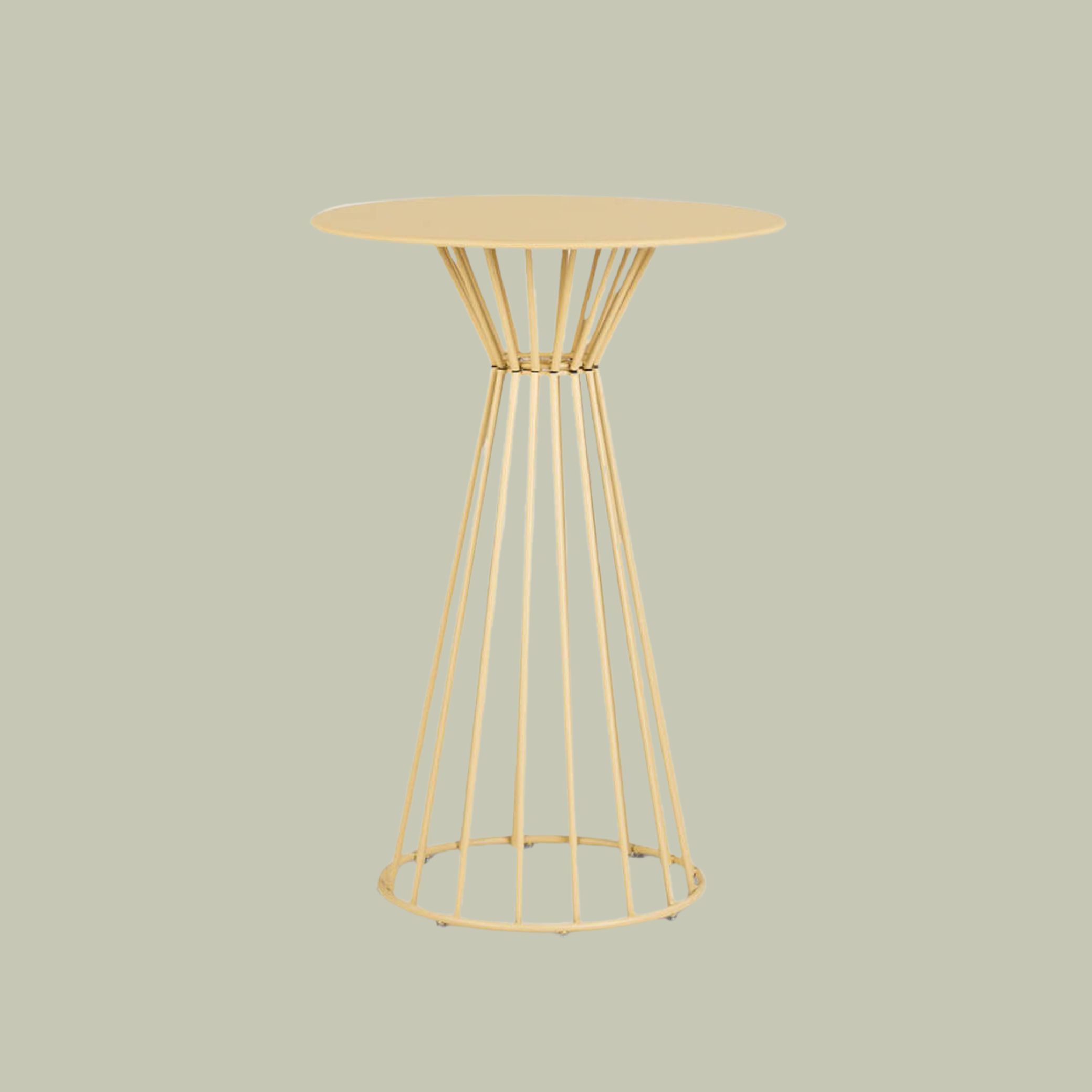 Round Metal Outdoor High Table (&amp;Oslash;70 Cm) Nouli in pale yellow against pale green background.