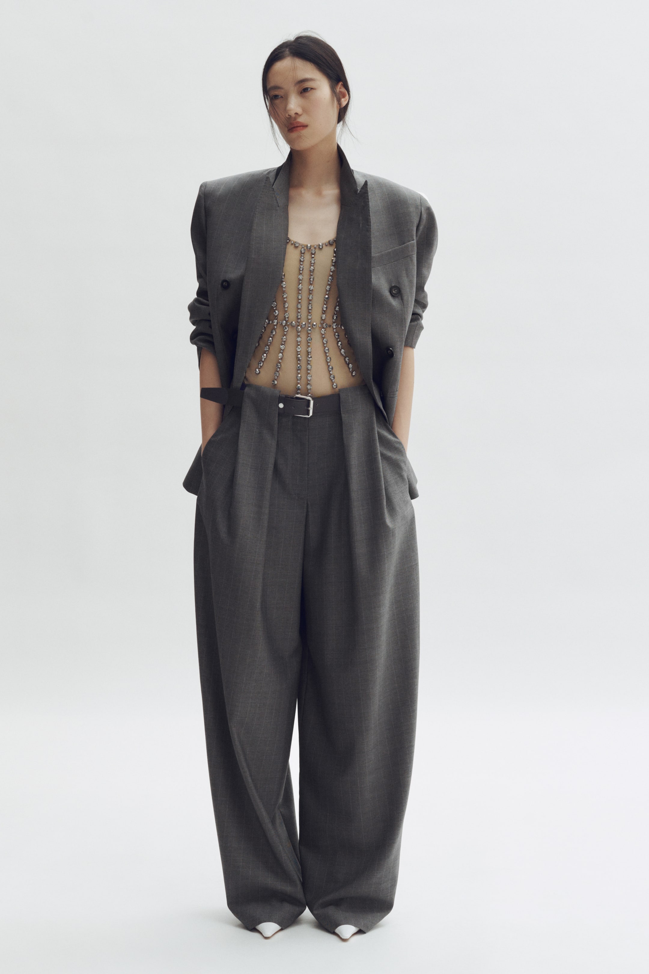 Barrel-Leg Wool Trousers