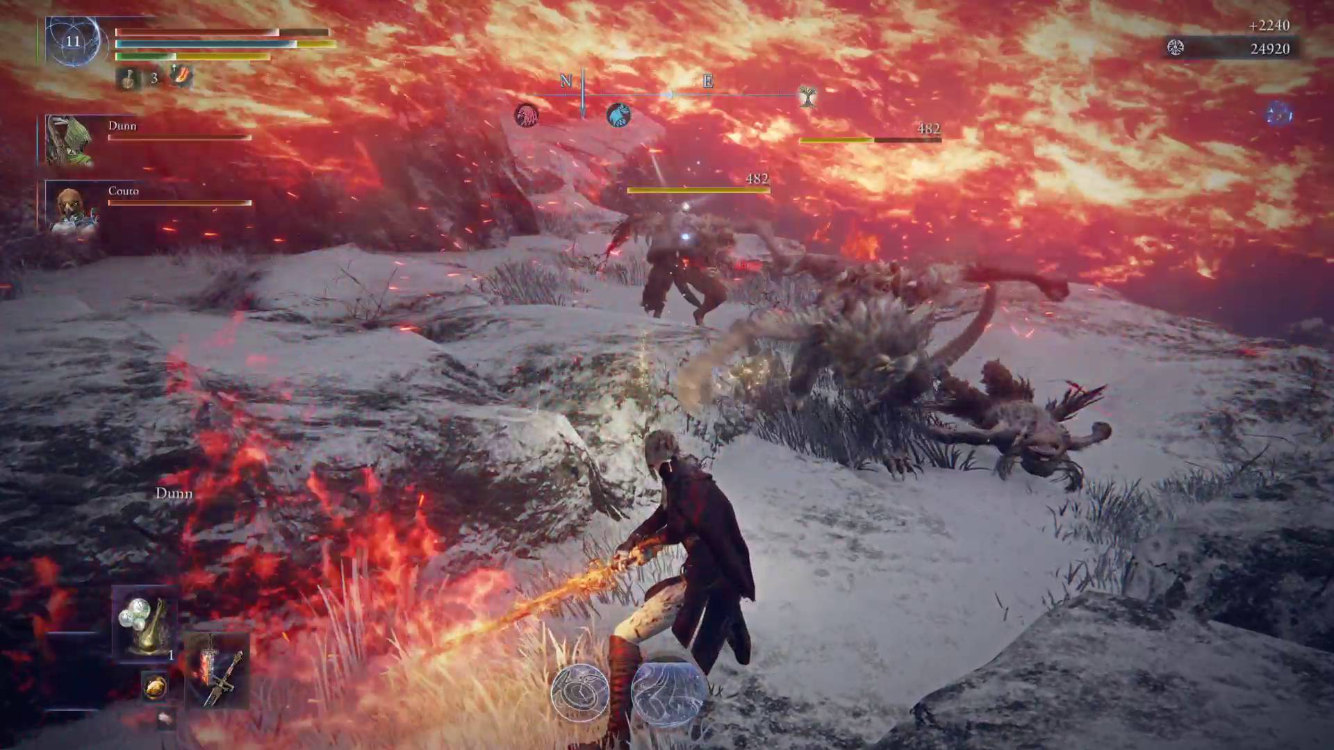 Elden Ring Nightreign legendary weapons duchess using fire attack from Sword of Night and Flame