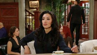 Zuleyka Silver as Audra looking like she is up to something in The Young and the Restless