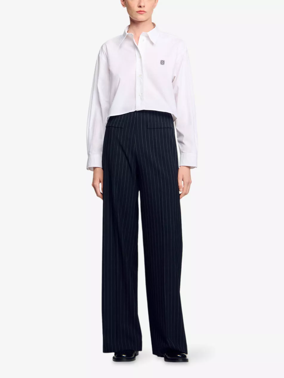 Pinstriped Straight-Leg Stretch-Woven Trousers - 6