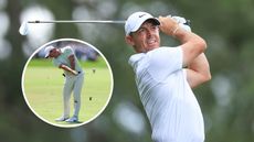 Improve Your Irons Shots In Golf With 10 Expert Tips: Rory McIlroy after hitting an iron shot at The Masters, and an inset image of McIlroy hitting an iron shot at impact in the golf swing