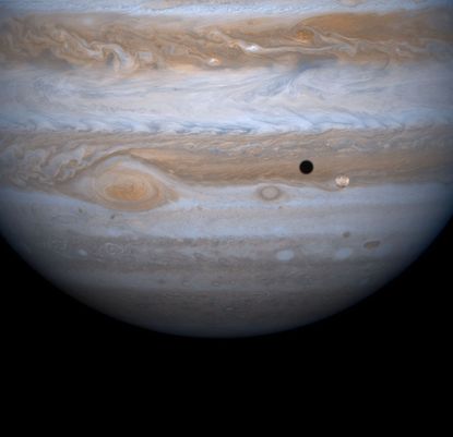 Jupiter and some of its moons.