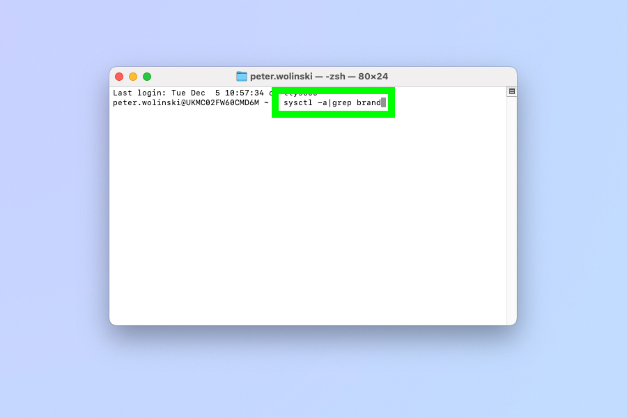 Скриншот, показывающий, как узнать процессор Mac
