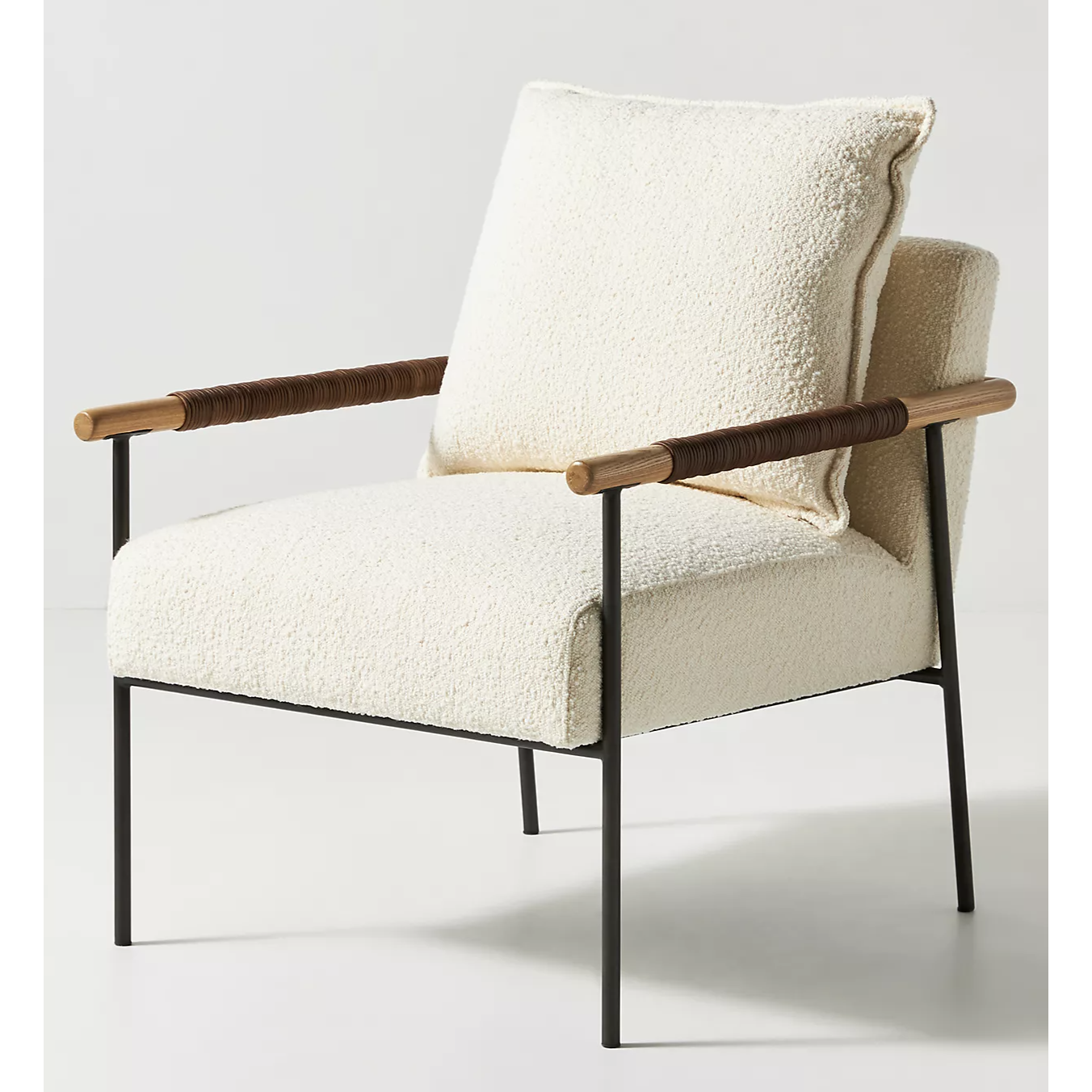 white boucle accent chair