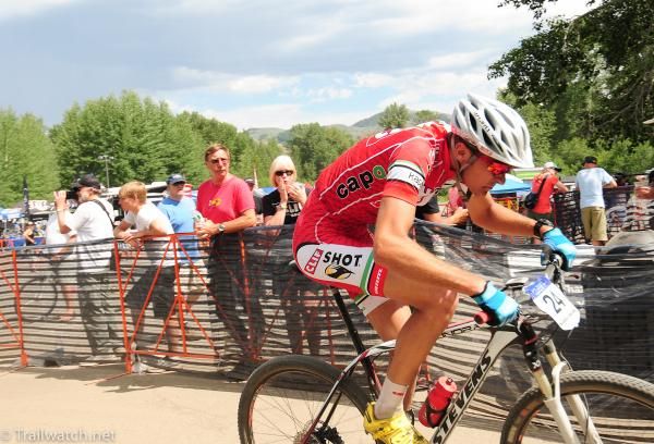 Brady Kappius (Cliff Bar) crosses the bridge