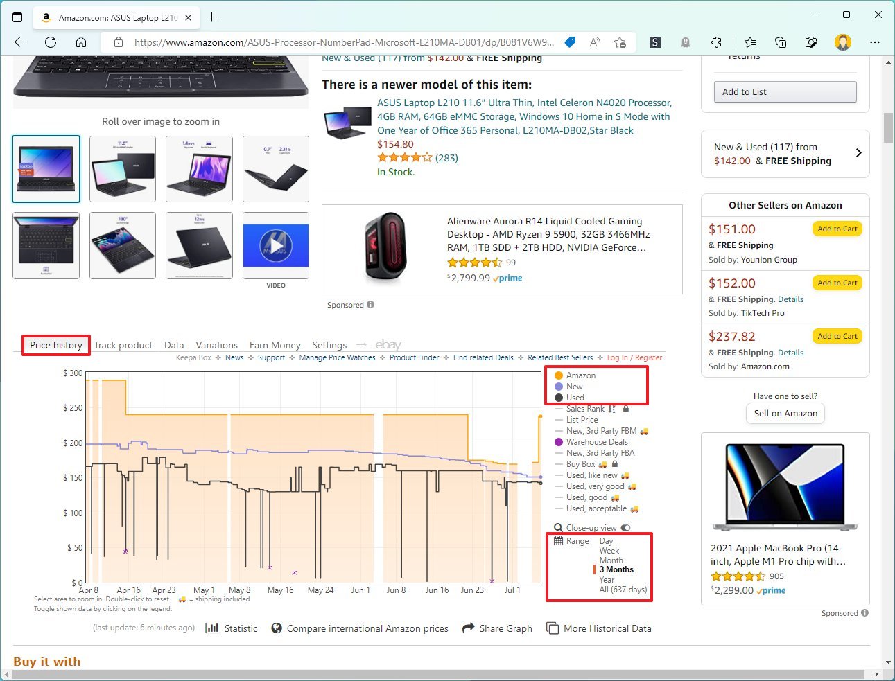 Keepa история цен на Amazon Prime