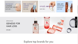 Screenshot of Adore Beauty home page with information about products including serums and products 