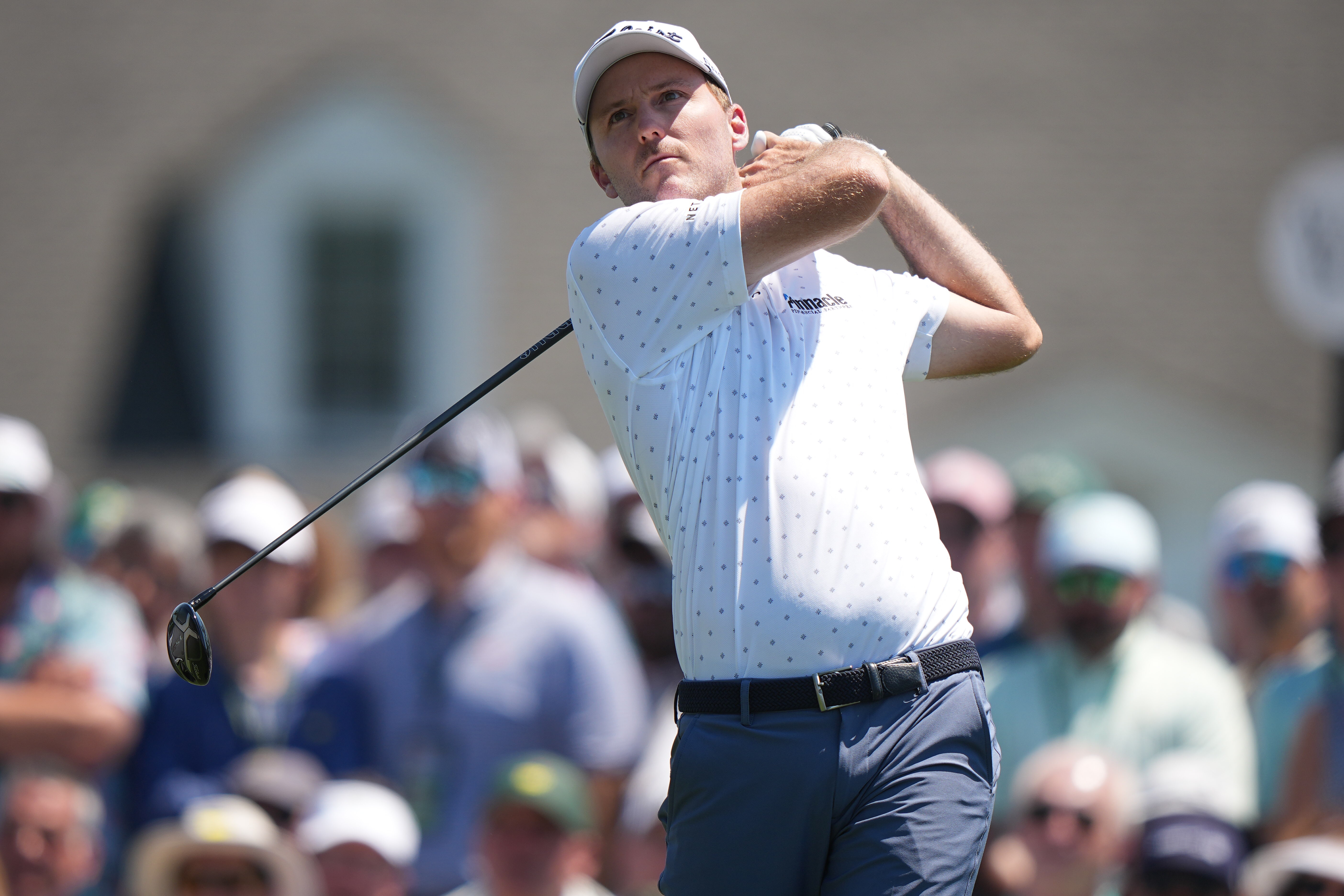 Russell Henley hits a tee shot on the first hole during the Final Round at Augusta National