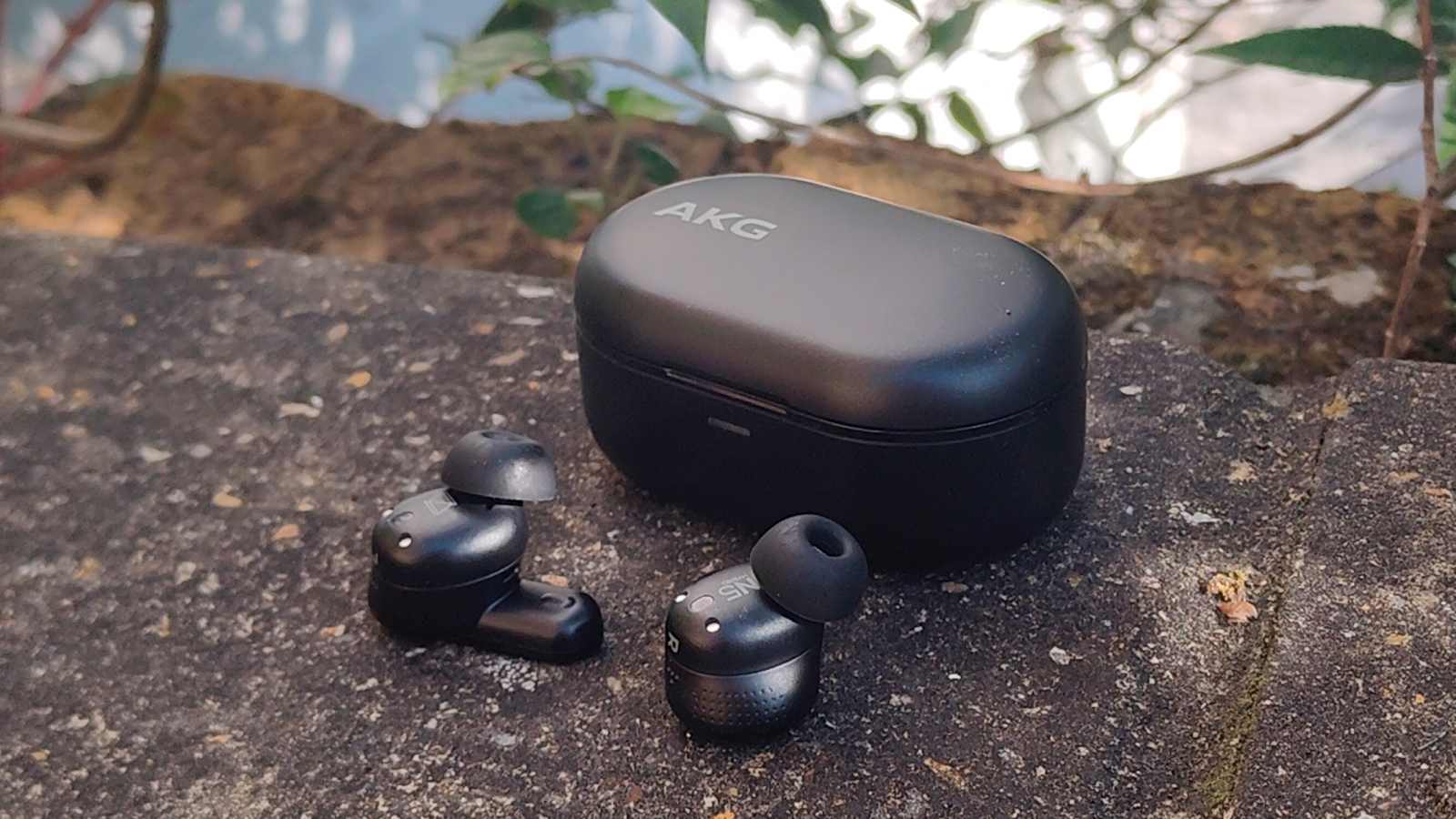 The AKG N5 on a stone wall
