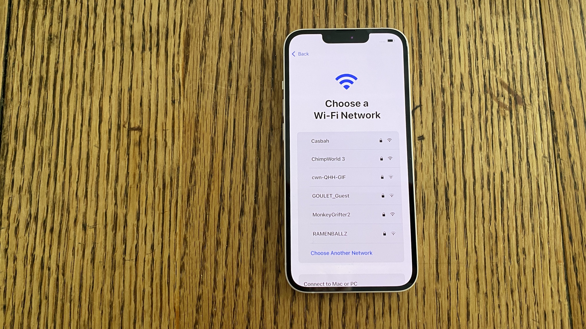 set up your wif-fi network to transfer data an apps to your iPhone 13