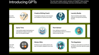 GPTs announcement header with GPT examples