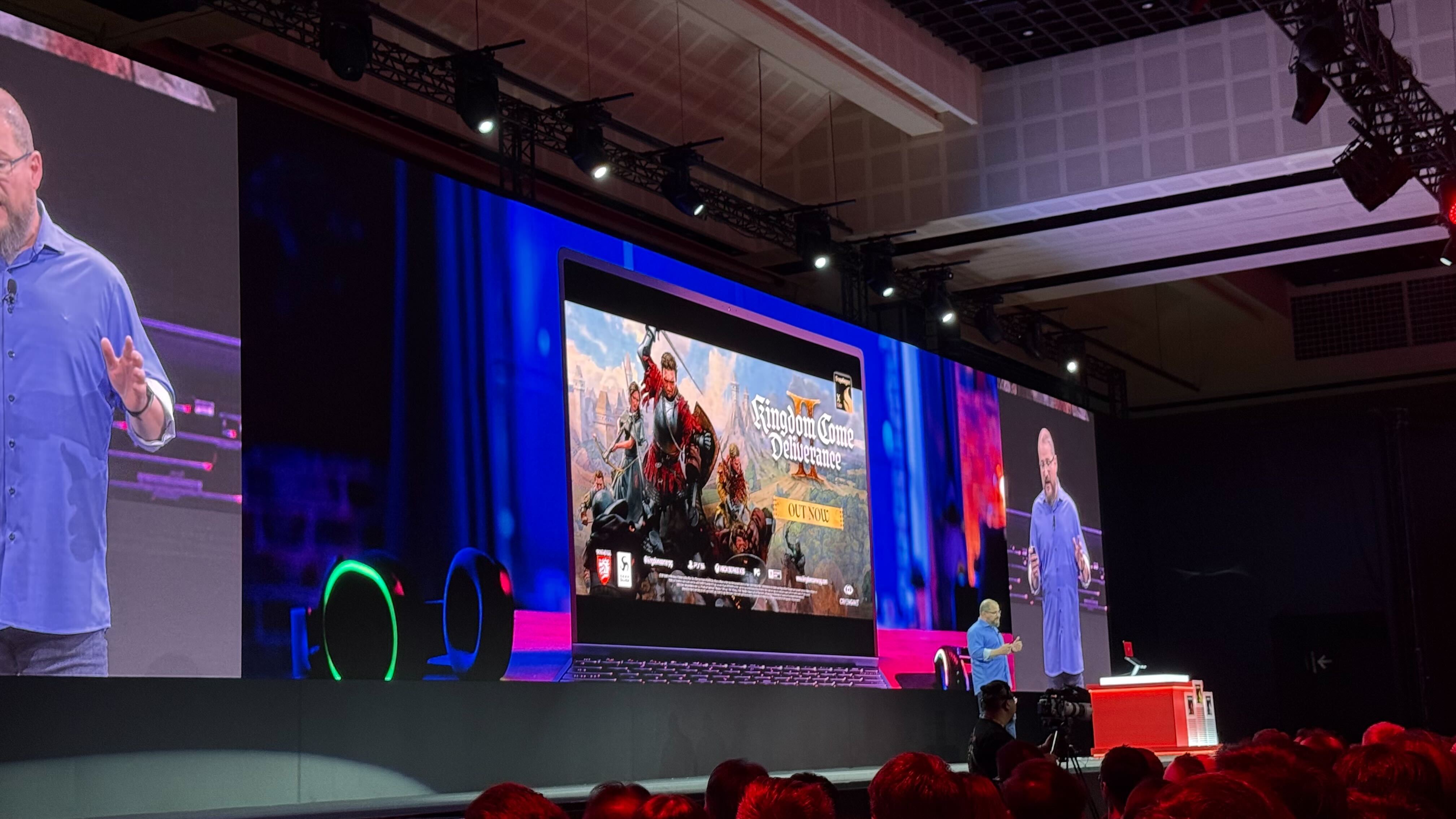 Qualcomm CEO Cristiano Amon showcases the enhanced gaming support for Snapdragon X Elite chipsets with Kingdom Come: Deliverance II.