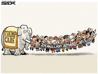 Political Cartoon U.S. GOP Health care Trumpcare Obamacare