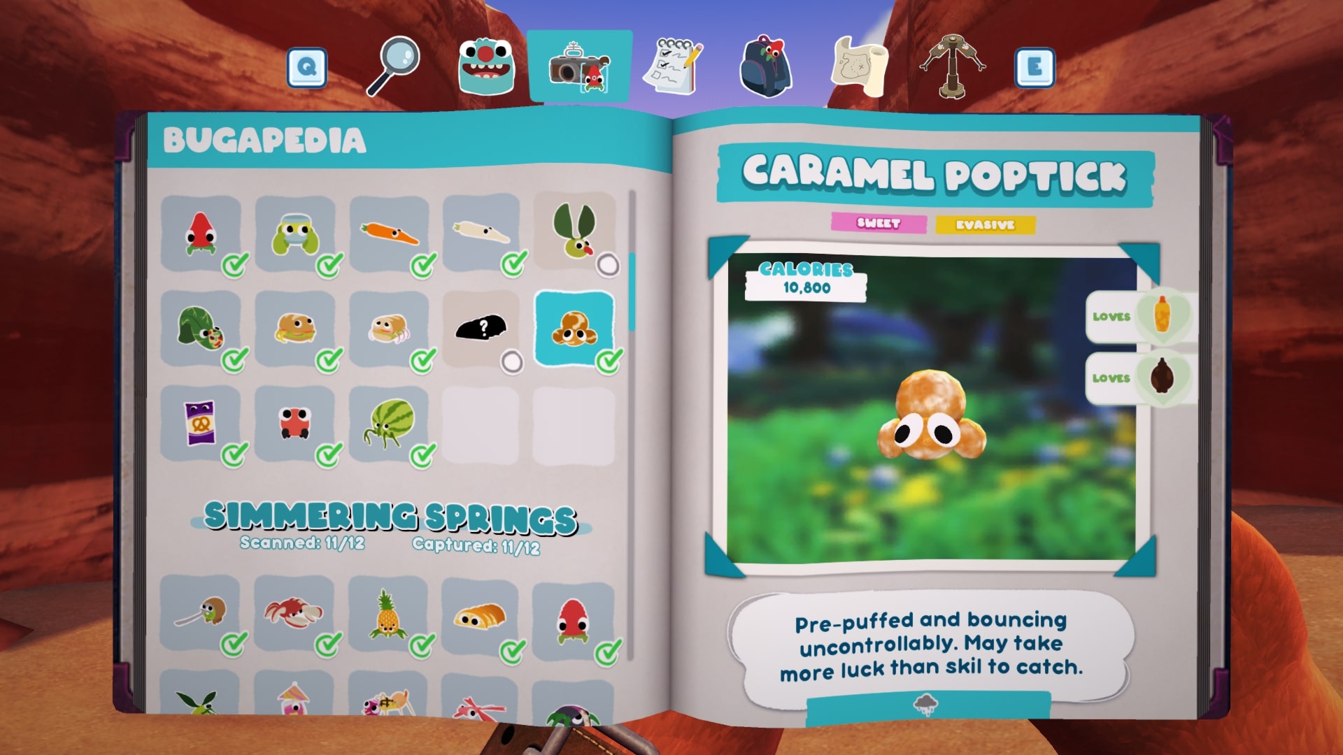 Bugsnax Bugapedia: Caramel Poptick