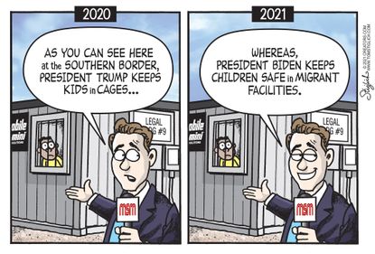 Political Cartoon U.S. biden trump migrant children detention