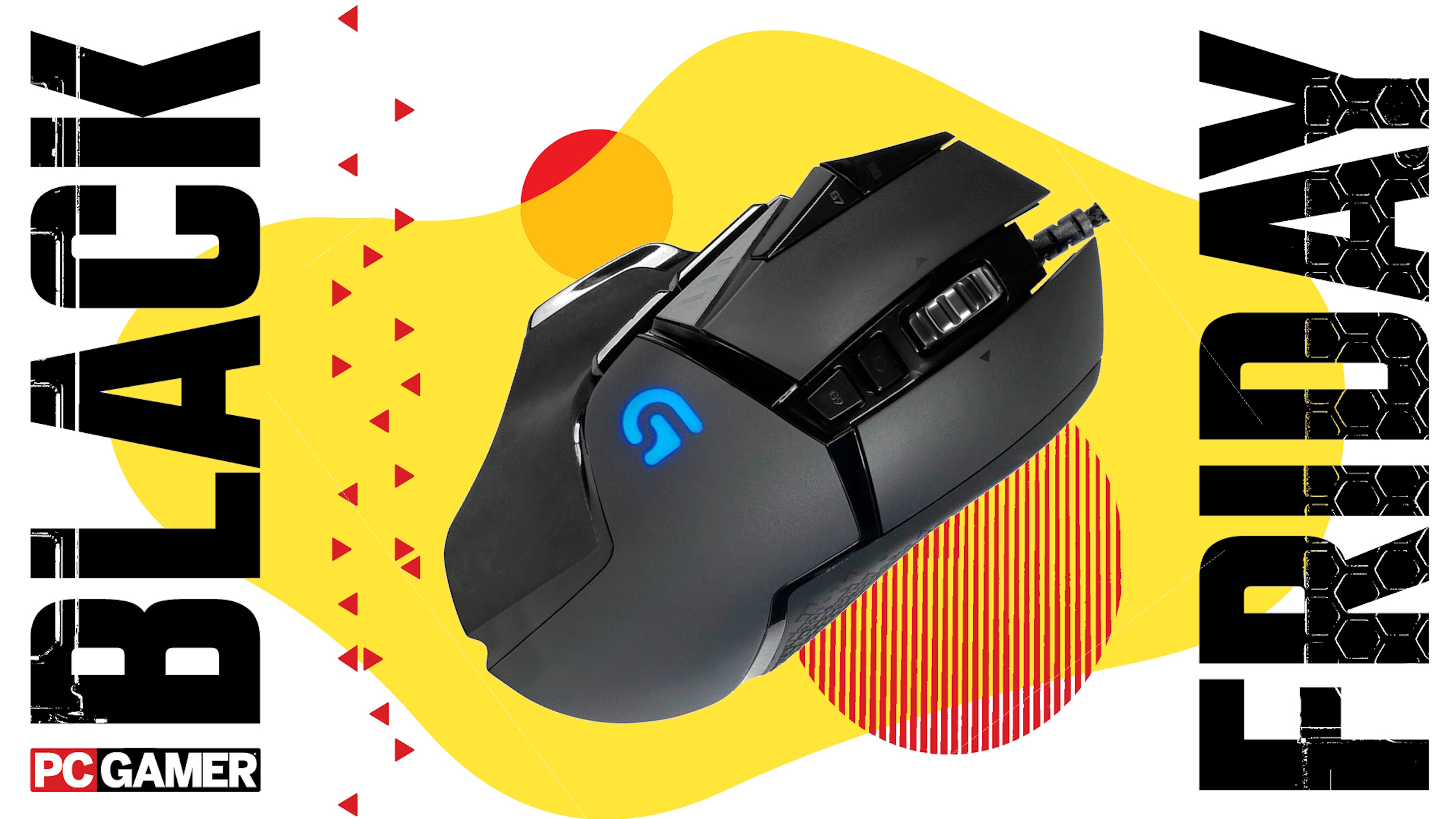 Logitech G504 Hero on a Black Friday deals background