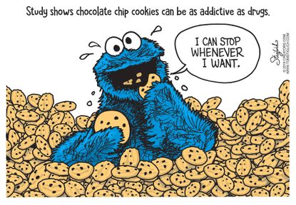 Editorial Cartoon U.S. Addicted Chocolate Chip Cookie Monster