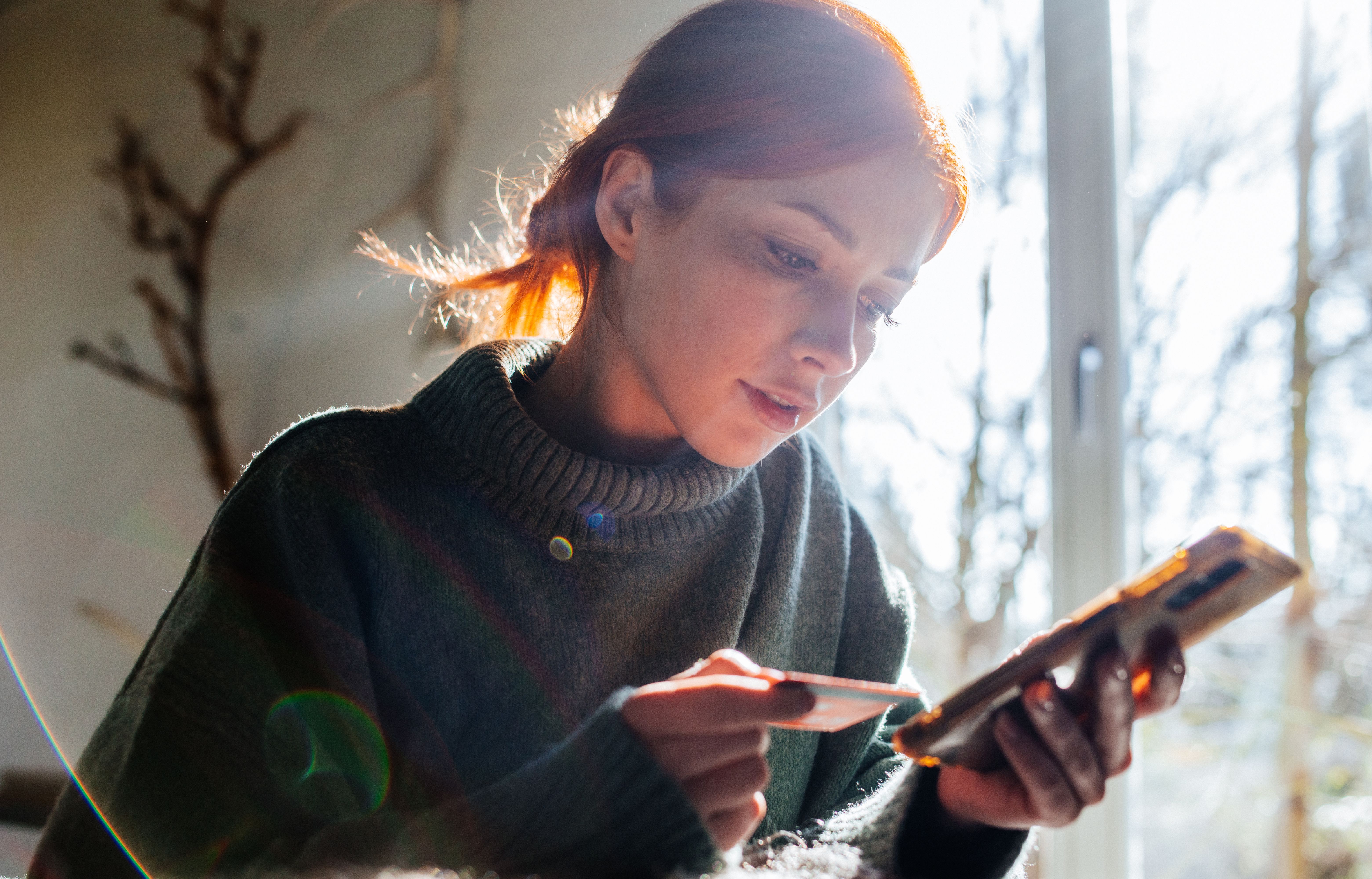 Woman banking online
