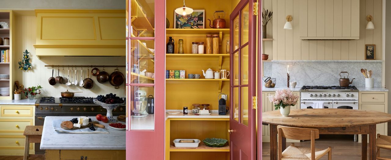 yellow kitchen triptych