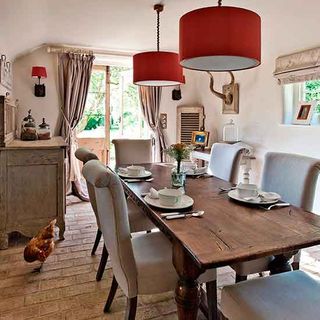 dining room with dining table chair and hen