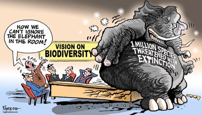 Political Cartoon U.S. GOP extinctions biodiversity climate change