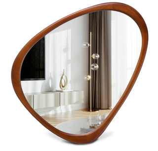 Irregular wood mirror.