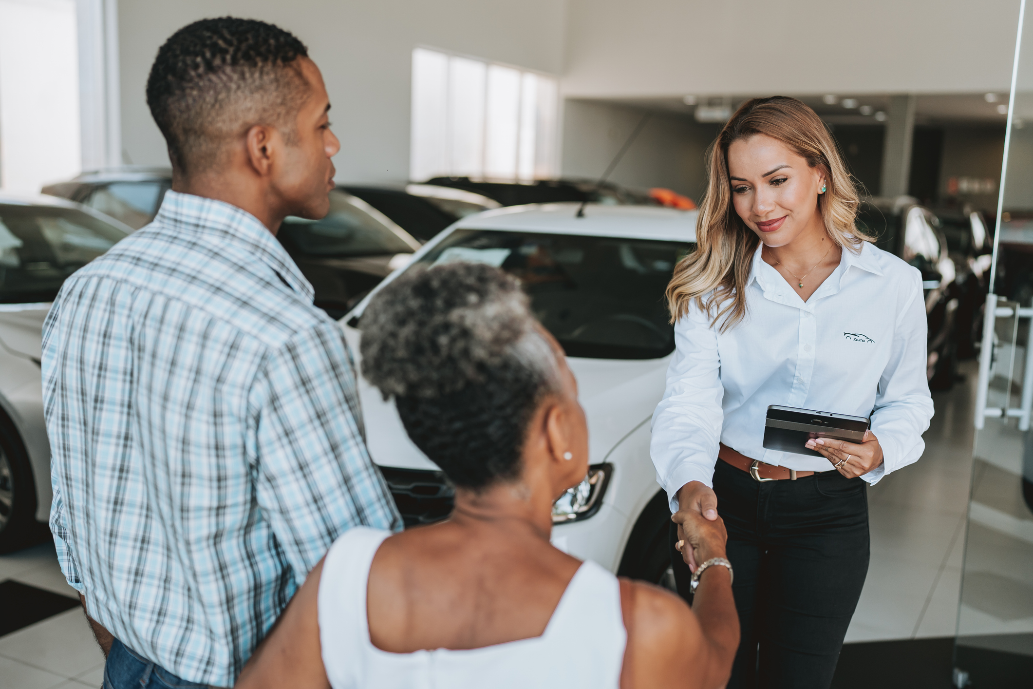 Woman buying a car