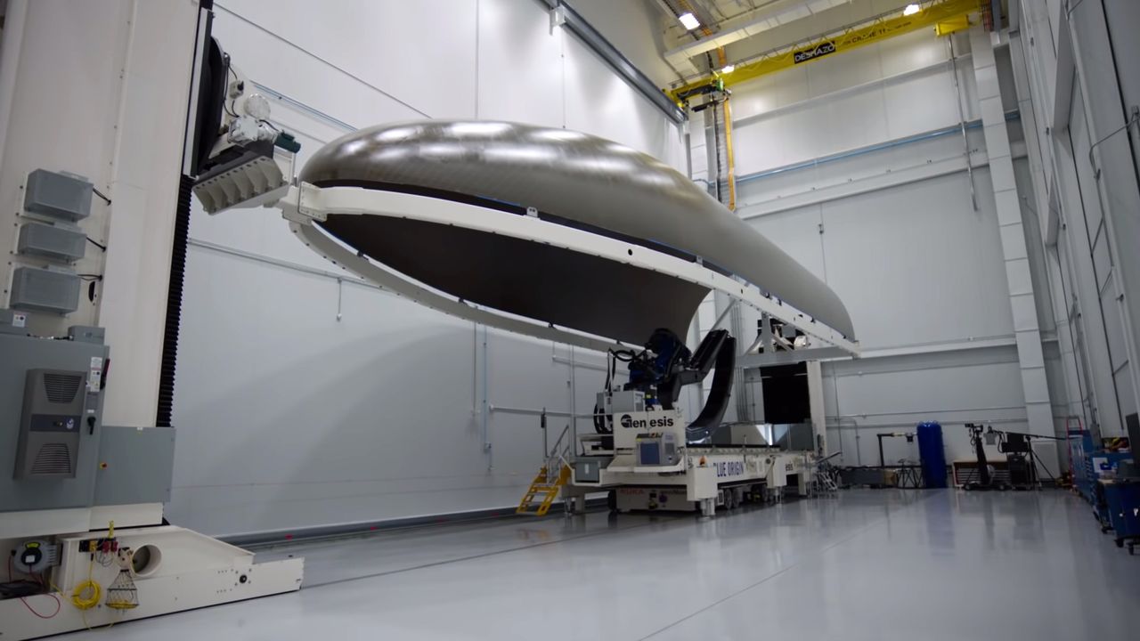 A view of the payload fairing for Blue Origin's New Glenn rocket.