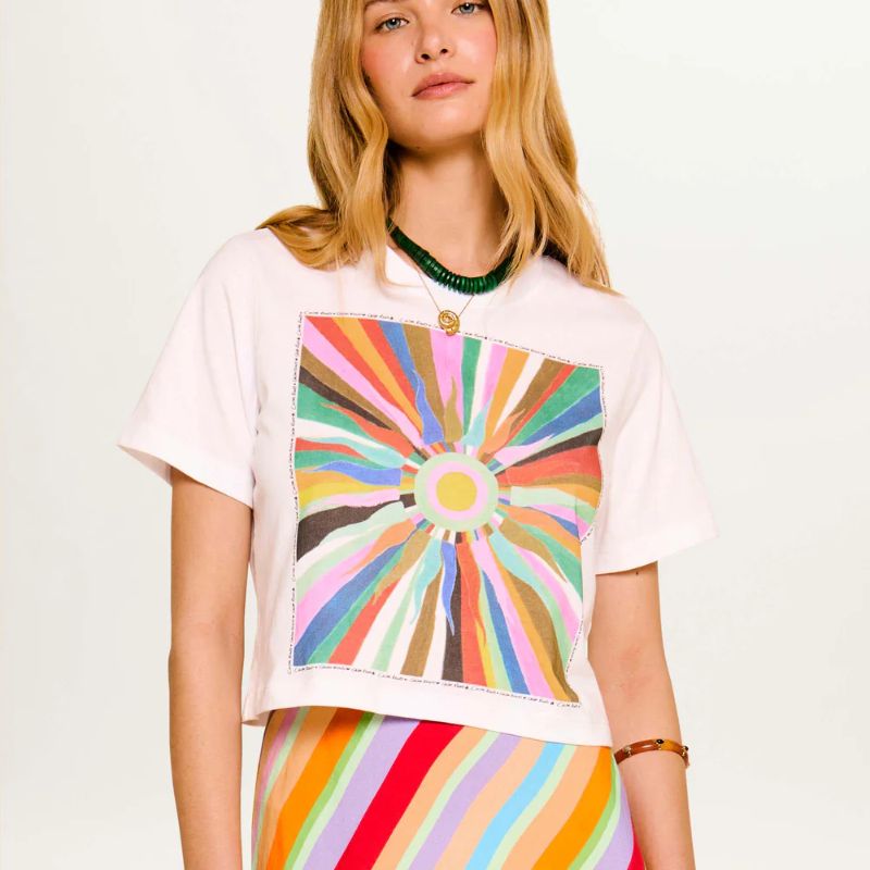 multi coloured print tee