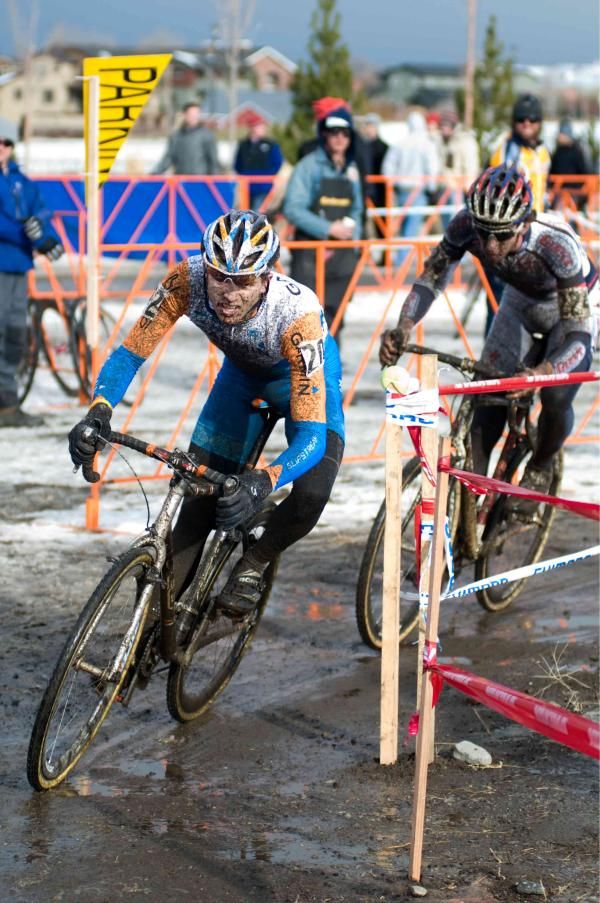 Summerhill leads Chance Noble (Cali. Giant Berry Farms) into a turn near the pit area